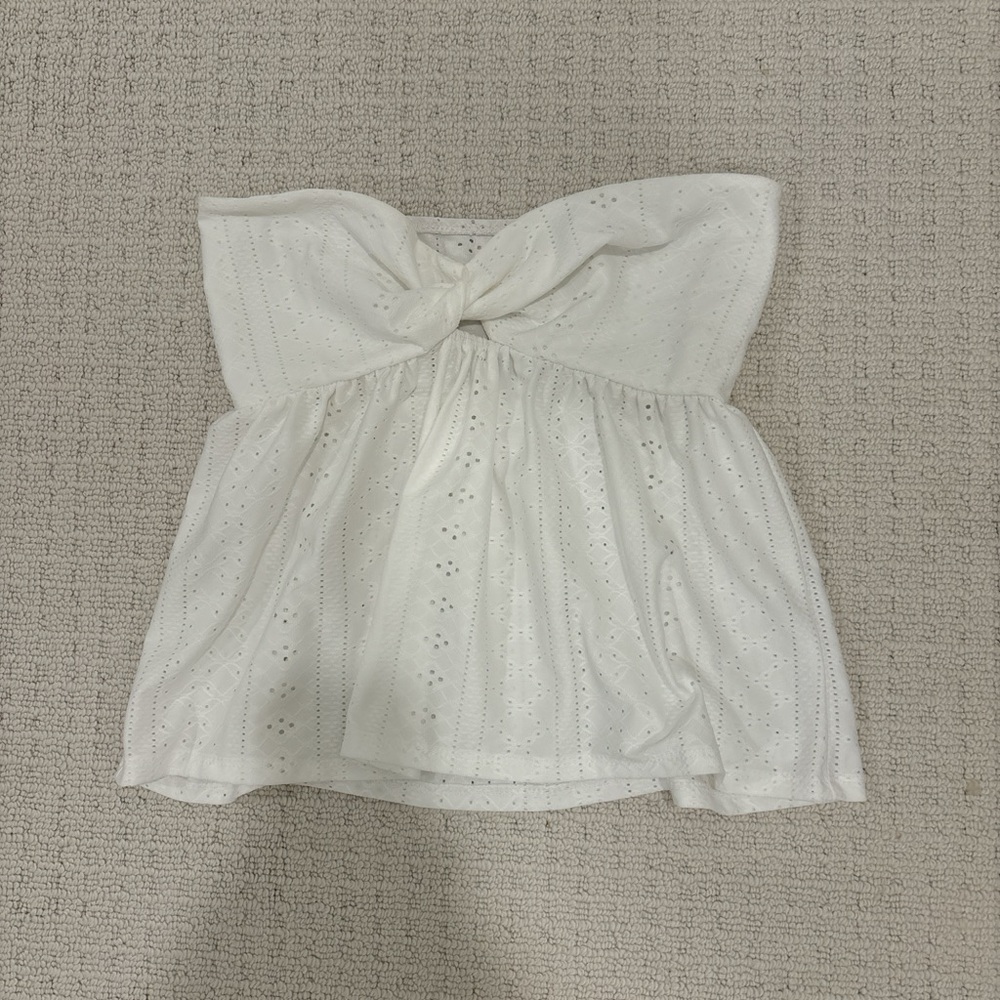 White Eyelet Strapless Top